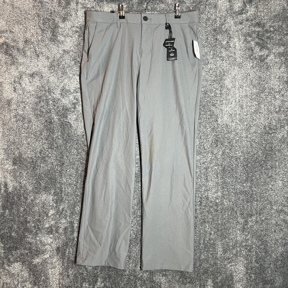 RSQ Active Chino Pants Mens 33x30 Gray Slim Straight Performance Stretch